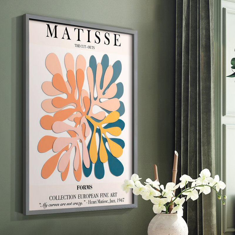 Matisse CXCIV, reproduction d'art encadrée - bois massif, H 10 po x l 8 po, Gris