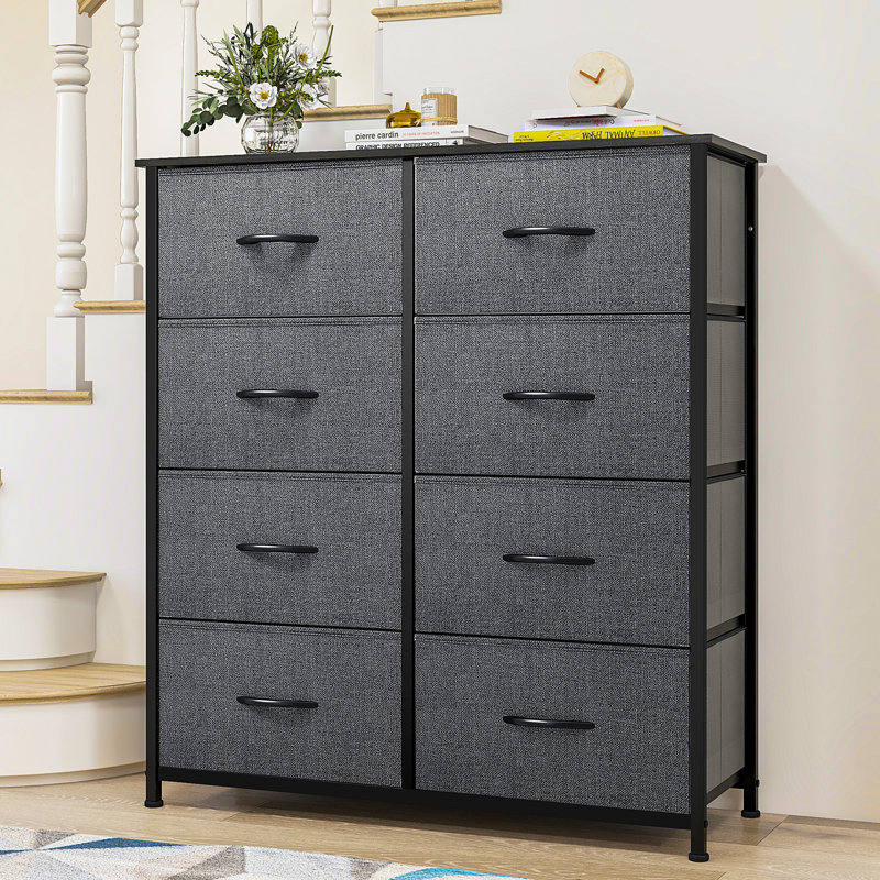 8 Drawer Double Dresser Chest, Light Gray
