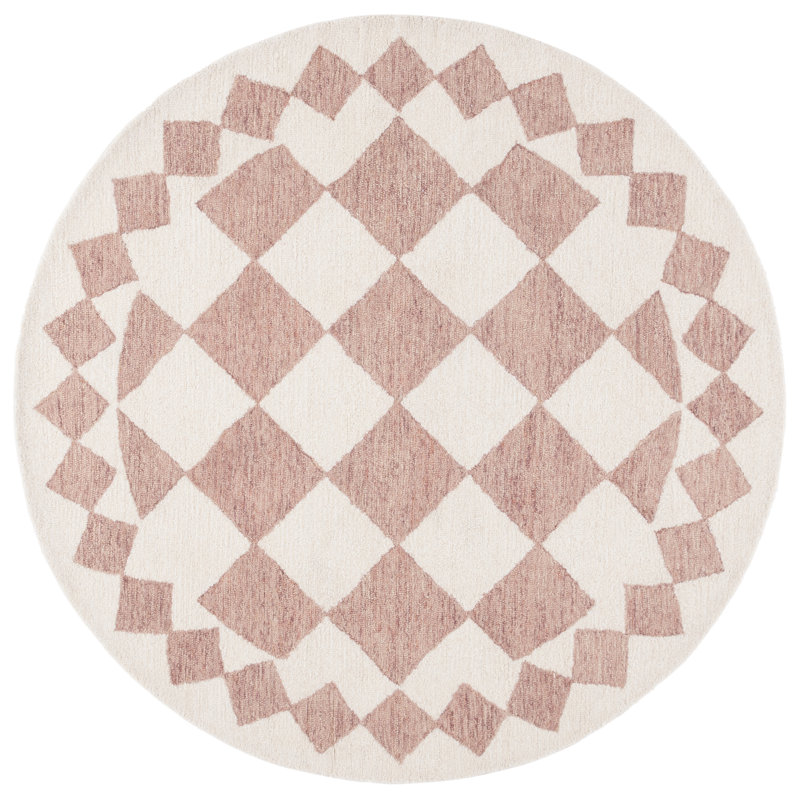 Hiliritas Ebony Hand Tufted Performance Geometric Rug, Round 6'