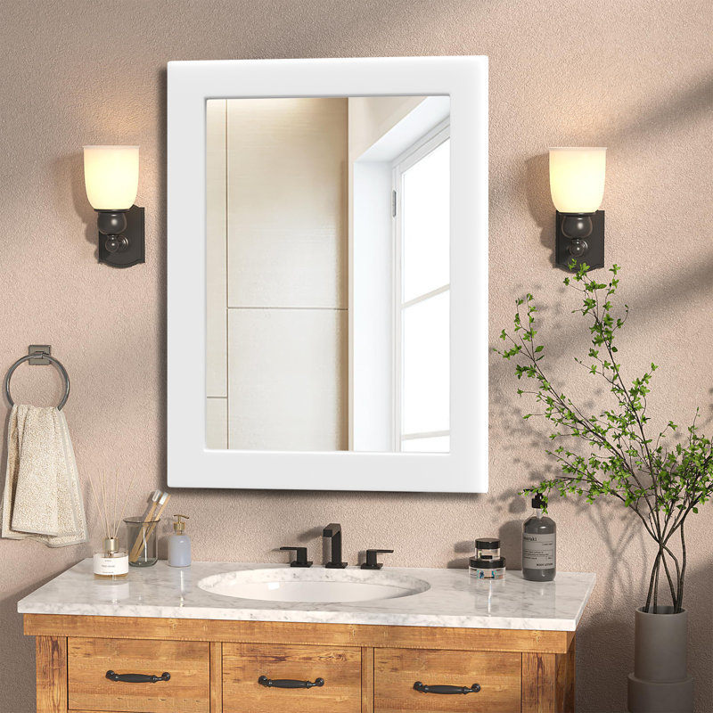 Wood Rectangle Mirror, White, 32" x 24"