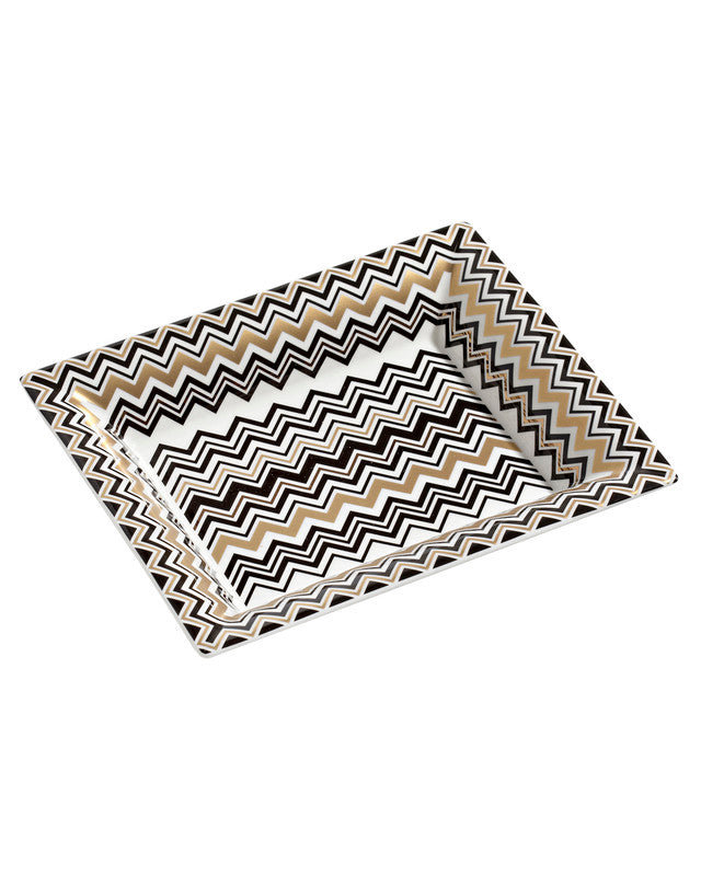 Missoni Tray ZIG ZAG Rectangular Large In Luxury Box Gold 8.5" X 6.75"