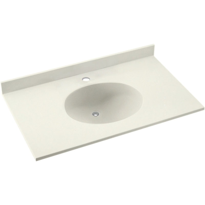 Plateau de meuble-lavabo simple 43 po Ellipse, Bisque