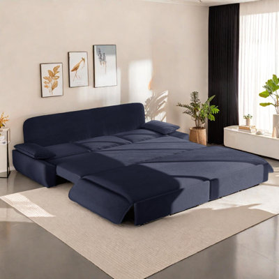 3-in-1 Convertible Sleeper Sofa Bed with Pull-Out Function, King Size Bed Transformation