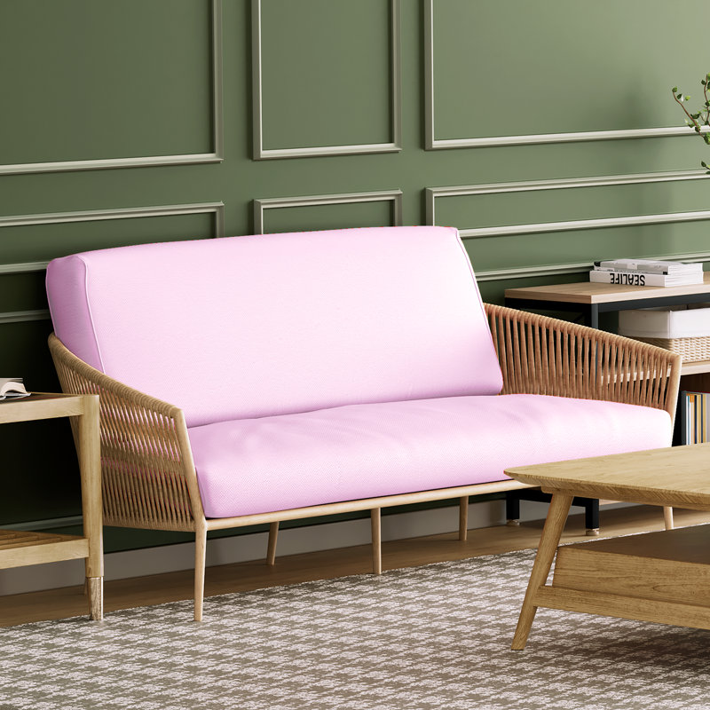 Housse pour canapé-lit réversible en tissu de polyester réversible avec fermeture à glissière 3 côtés, Simple, Rose bonbon