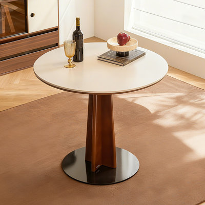 Table de salle à manger blanche et noyer et noire