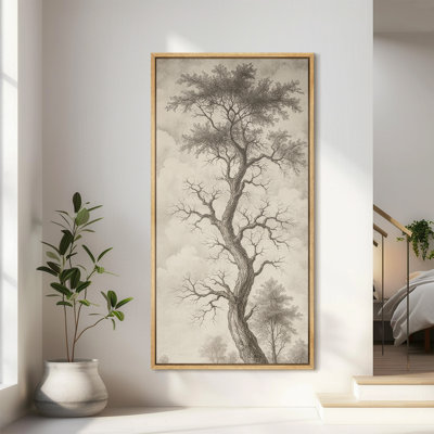 Brown Tone Bare Tree Landscape Art Extra Large Pictures Framed Canvas Print Wall Art
