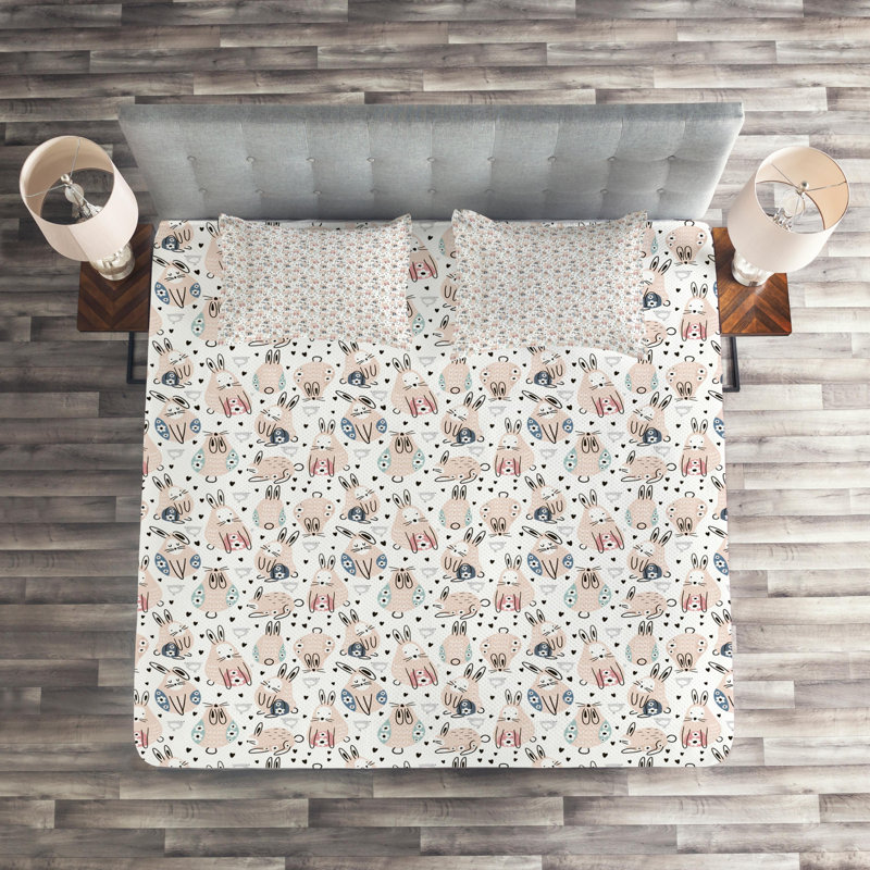 Farmhouse / Country Polyester Coverlet, King Bedspread + 2 Shams, Flower Green