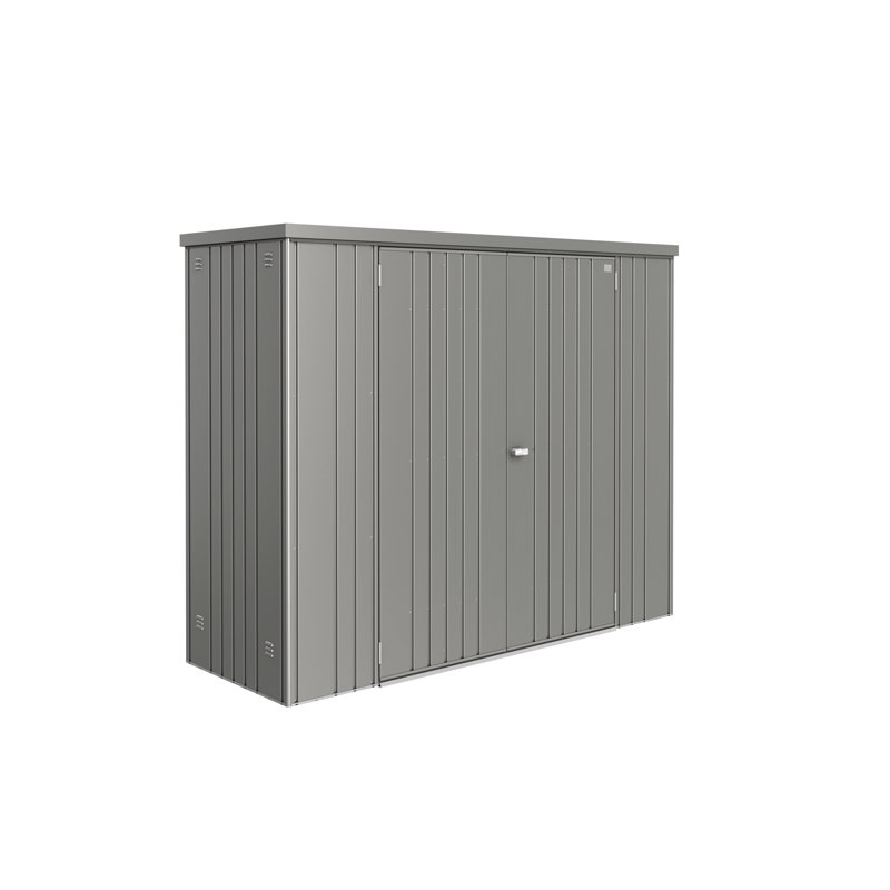 Biohort Equipment Locker 230 7.5' L x 2.7' D x 6' H Water Resistant Metal Tool Storage Shed with Lock and Floor Kit Quartz Gray