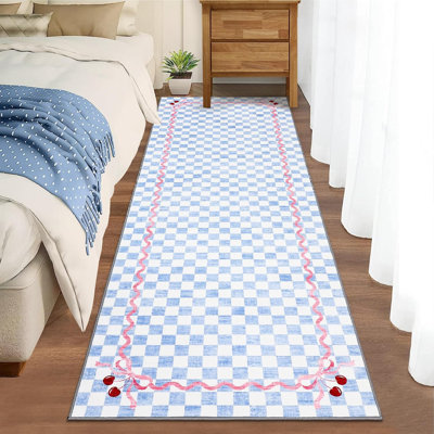 Tapis à carreaux lavable 3 x 4 m, couleur cerisier neutre, doux pour le salon