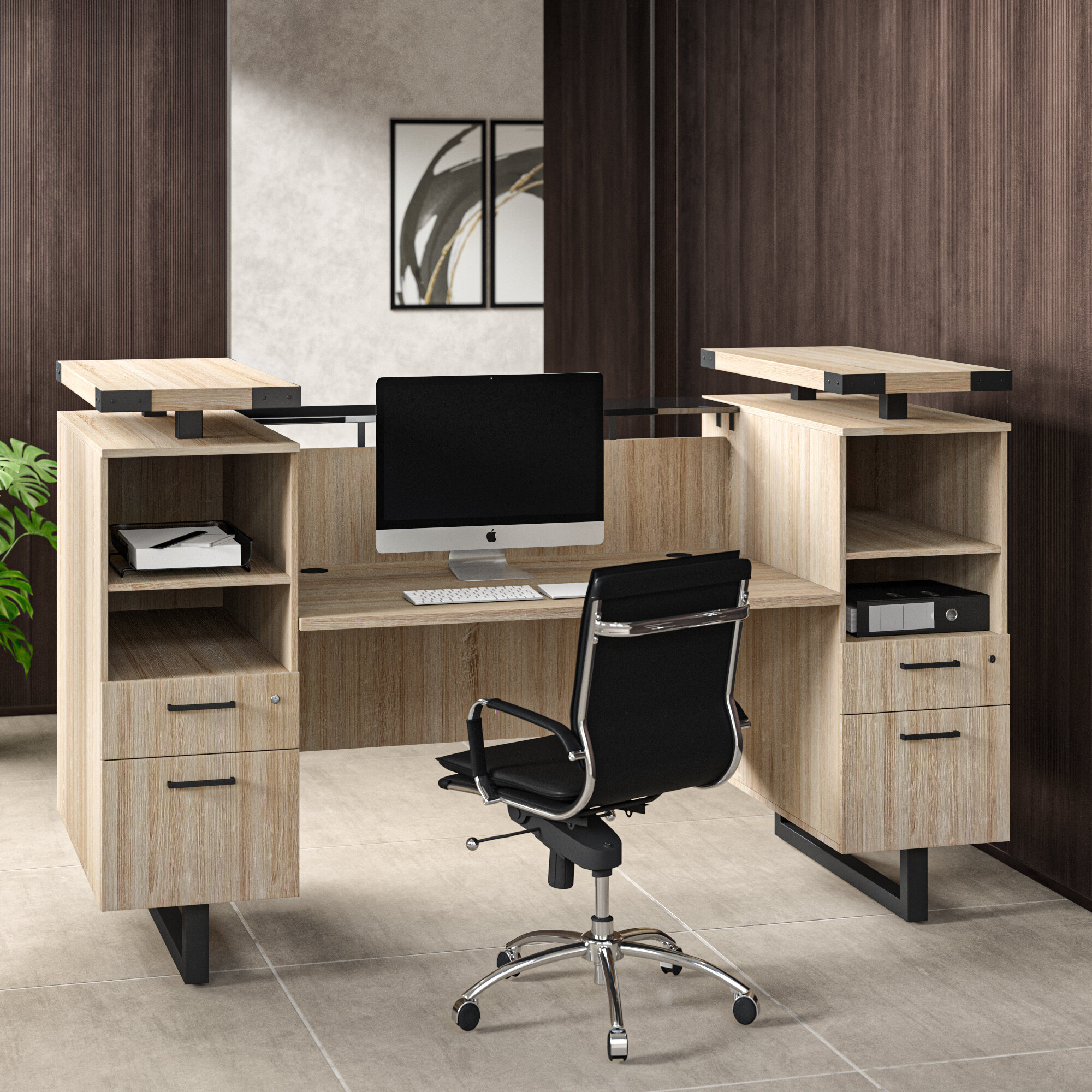 Safco Mirella Free Standing Desk Top with Modesty Panel