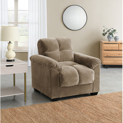 Kate 1 Seater Armchair with Storage in Velvety Brown Fabric
