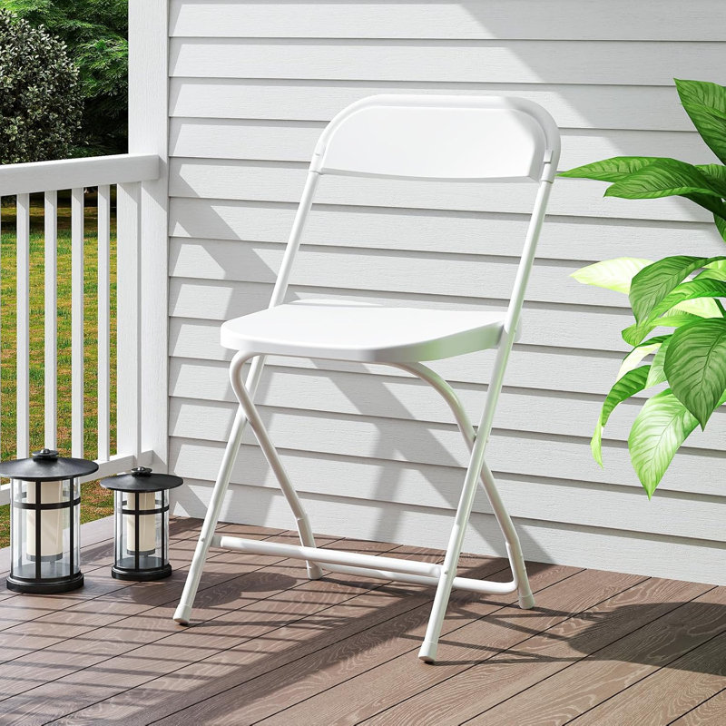 Ensemble de chaises pliantes empilables en plastique / résine (ensemble de 6), Blanc, 6