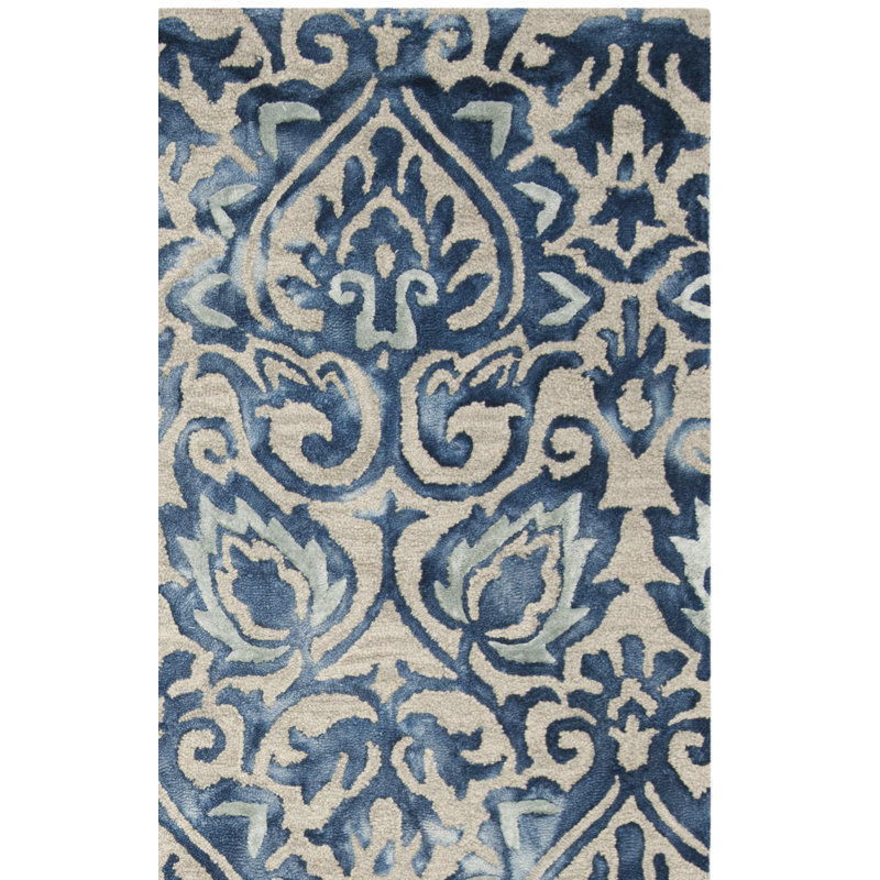 Tapis géométrique en laine / coton touffeté à la main Pimentel, Carré 7 pi