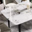 71.65" Rectangular Dining Table - White Sintered Stone With Strong Black Metal Legs, Seats 6-8 Secure Legs For