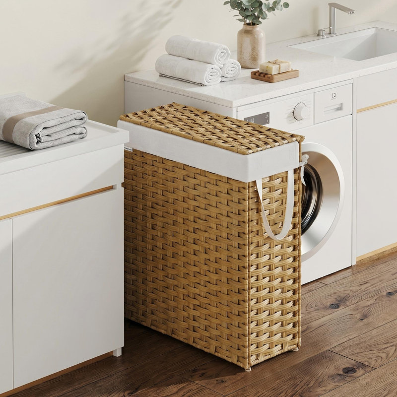 Laundry Basket With Lid And Handles, Yellow