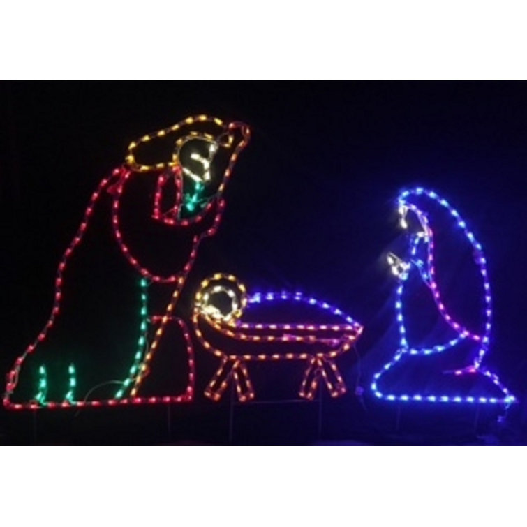 Lori's Lighted D'Lites Large Color Nativity Jesus, Mary and Joseph Set ...