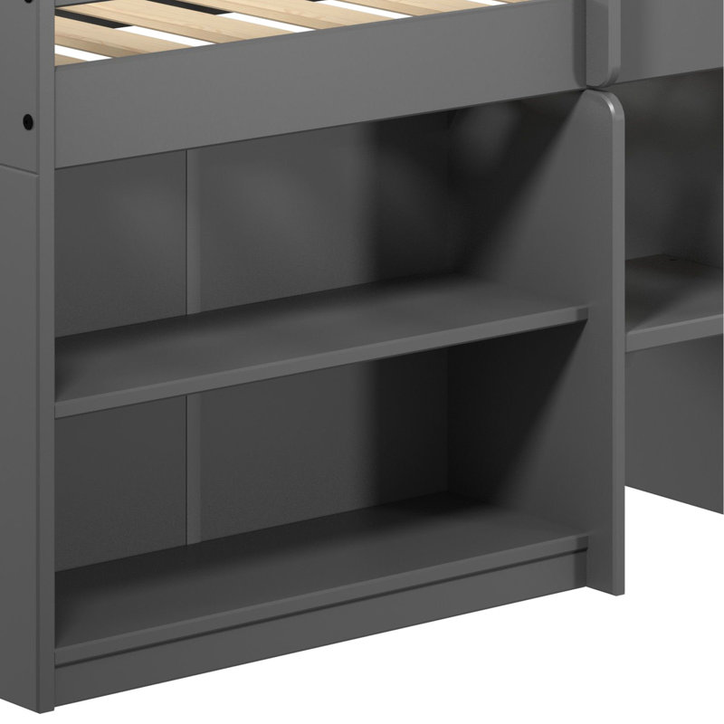 Lit mezzanine simple avec rangement de style gris - Organisez efficacement votre chambre à coucher Une grande capacité rehausse le potentiel de la chambre à coucher