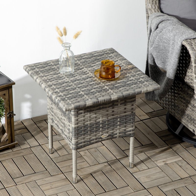 Square Metal Outdoor Side Table , 50cm cm W 50cm cm D, Grey