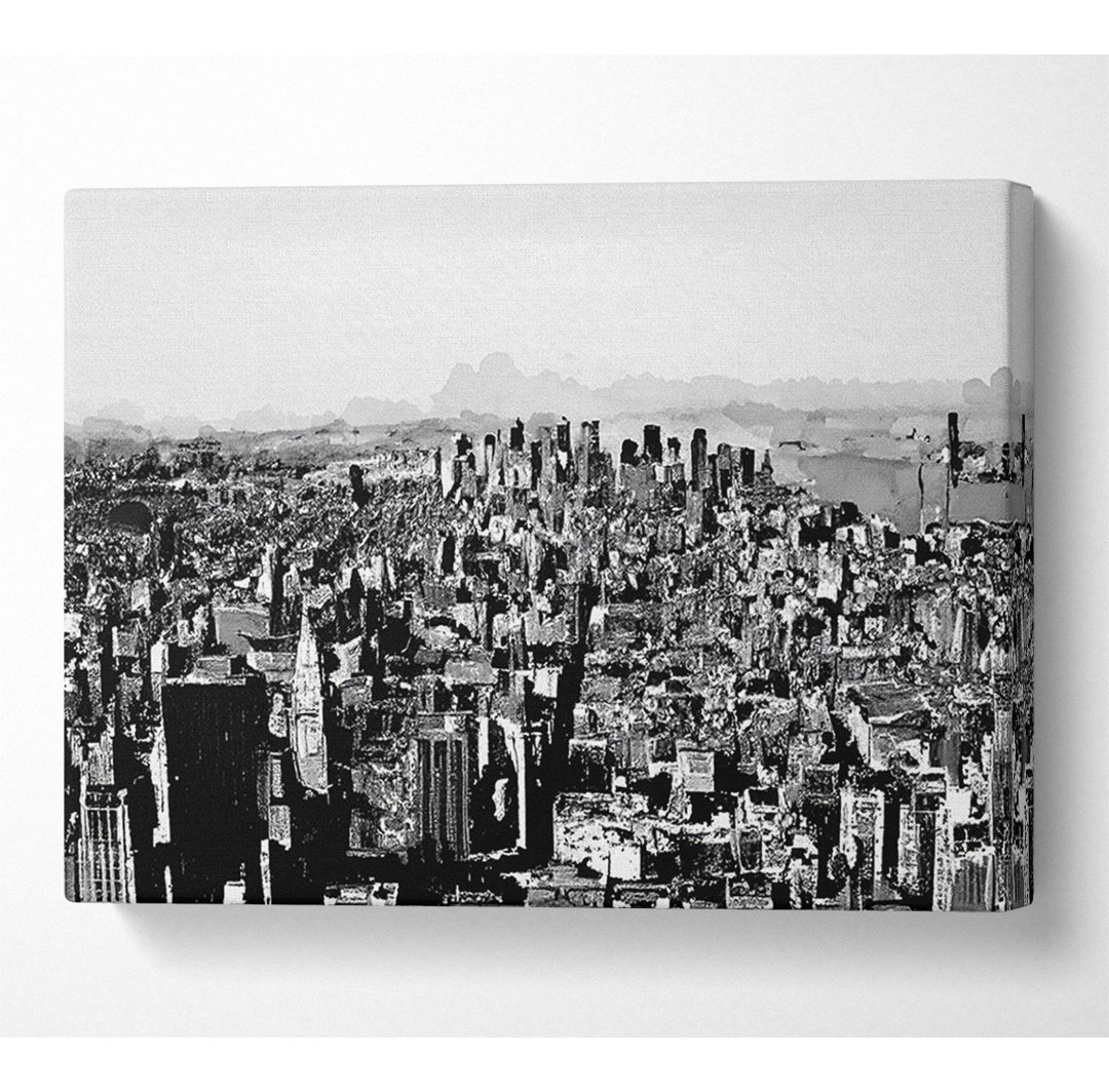 Chicago Distance B N W - Kunstdrucke auf Leinwand - Wrapped Canvas