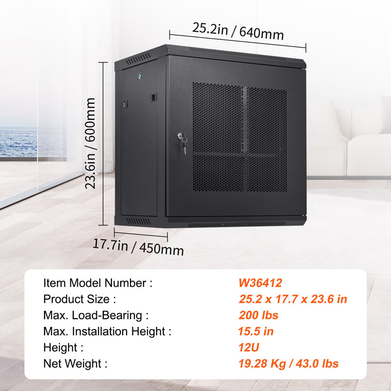 VEVOR Wall Mount Network Server Cabinet, Server Rack Cabinet Enclosure. for IT Equipment.