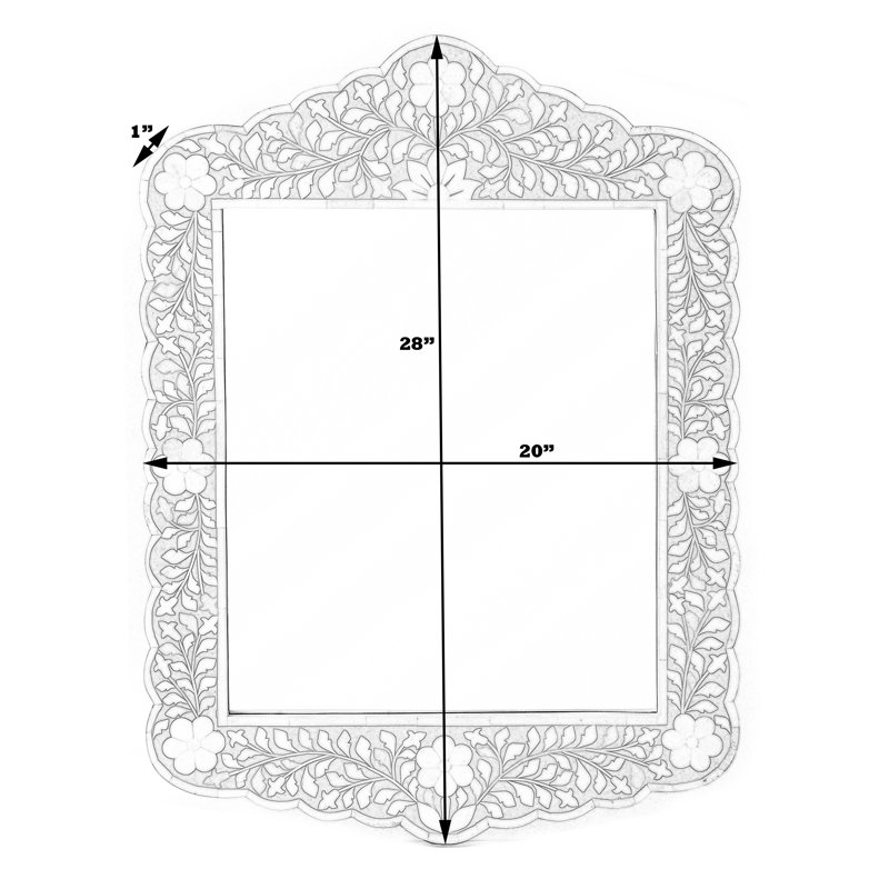 Ren Botanic Bone Inlay Traditional Distressed Accent Mirror, Navy