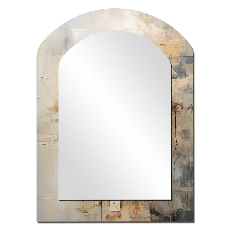 Minimalisme Christianisme croix collage - miroir de forme irrégulière Christianity, miroir mural asymétrique beige unique, impression d'art en métal