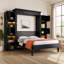 Grand lit escamotable avec lumières DEL et tablettes de rangement
