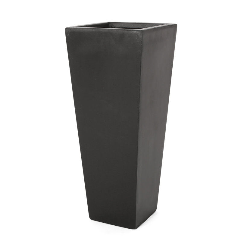 Pot à fleurs en béton léger, H 32,5 po x l 13 po x P 13 po, Noir mat