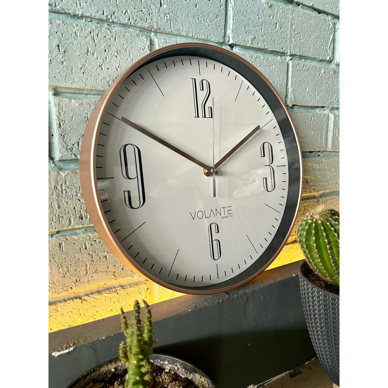 Horloge murale décorative en bronze, 11,8 pouces de diamètre | Corps 100% plastique, couvercle en verre véritable, épaisseur: 1,8 po | Conception élégante pour la décoration de la maison et du bureau, parfaite pour le salon ou la cuisine