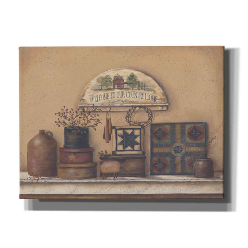 «Country Prims I» par Pam Britton, art mural sur toile, H 40 po x l 54 po x P 1,5 po
