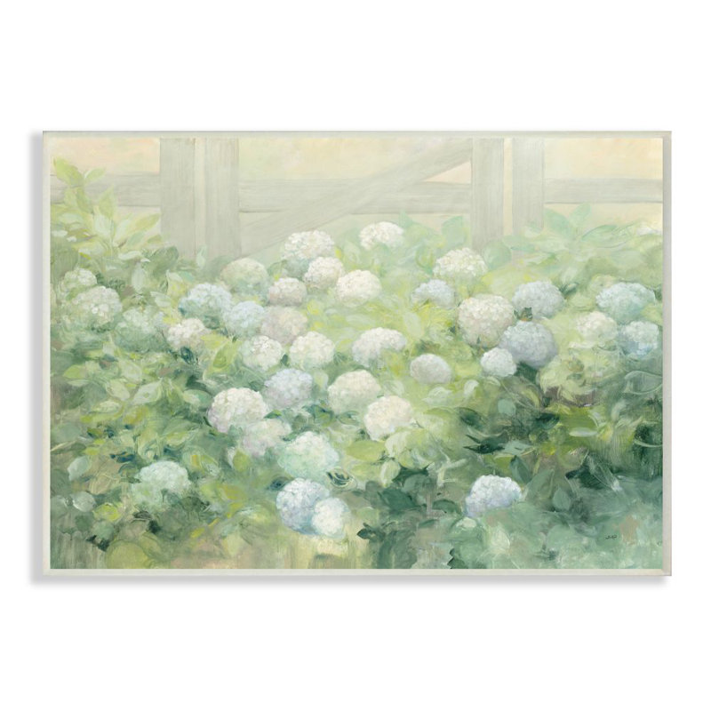 «Floral», hydrangea, jardin, ferme, peinture de Julia Purinton - impression d'art graphique, H 13 po x l 19 po, Plaque murale