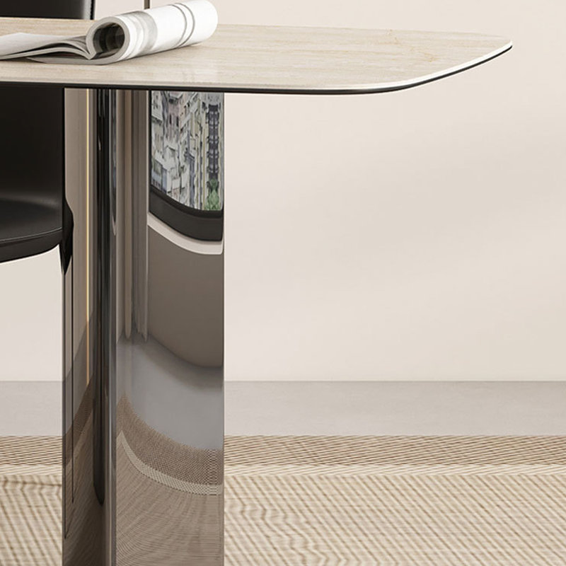 Table de salle à manger de luxe italienne légère, 7 pièces : table, 6 chaises, H 29,53 po x l 78,74 po x P 35,43 po
