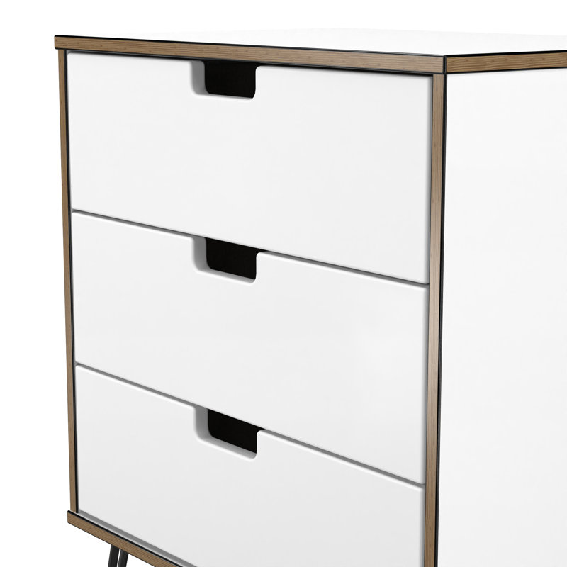 Buldir 3 - Drawer Chest of Drawers, White Matt
