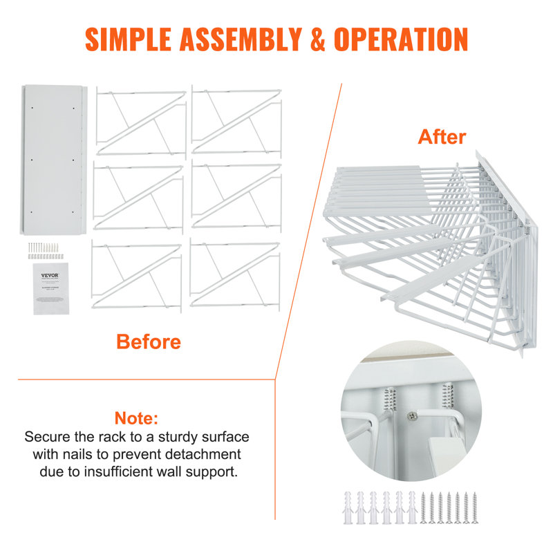 Heavy Duty Adjustable Steel Wall Mount Hanging Shelf
