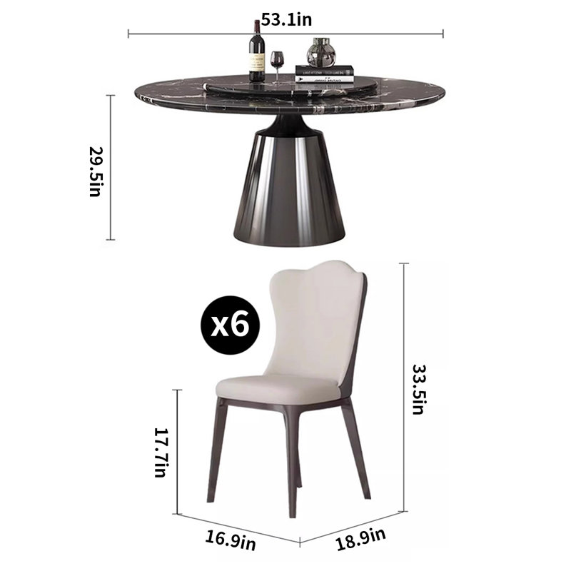 Ensemble de table de salle à manger Elegant Minimalist, 7