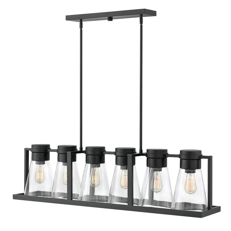 Refinery 6 - Light Kitchen Island Linear Pendant, Clear, Black