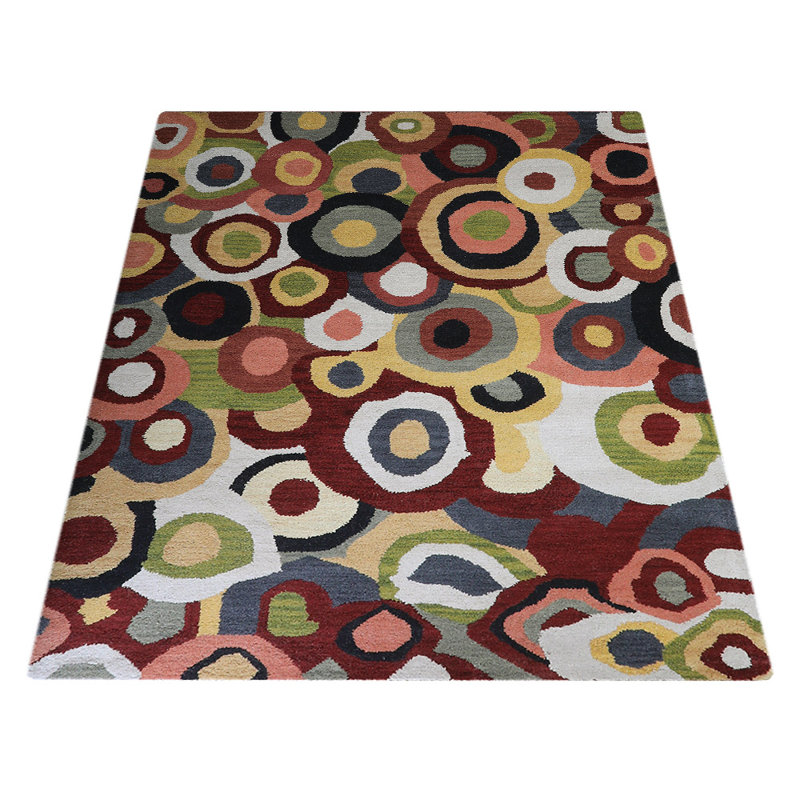 Manns HAND TUFTED WOOL ECO-FRIENDLY AREA RUGS, Multicolor Colour, Contemporary Design, Rectangle 3' x 5'