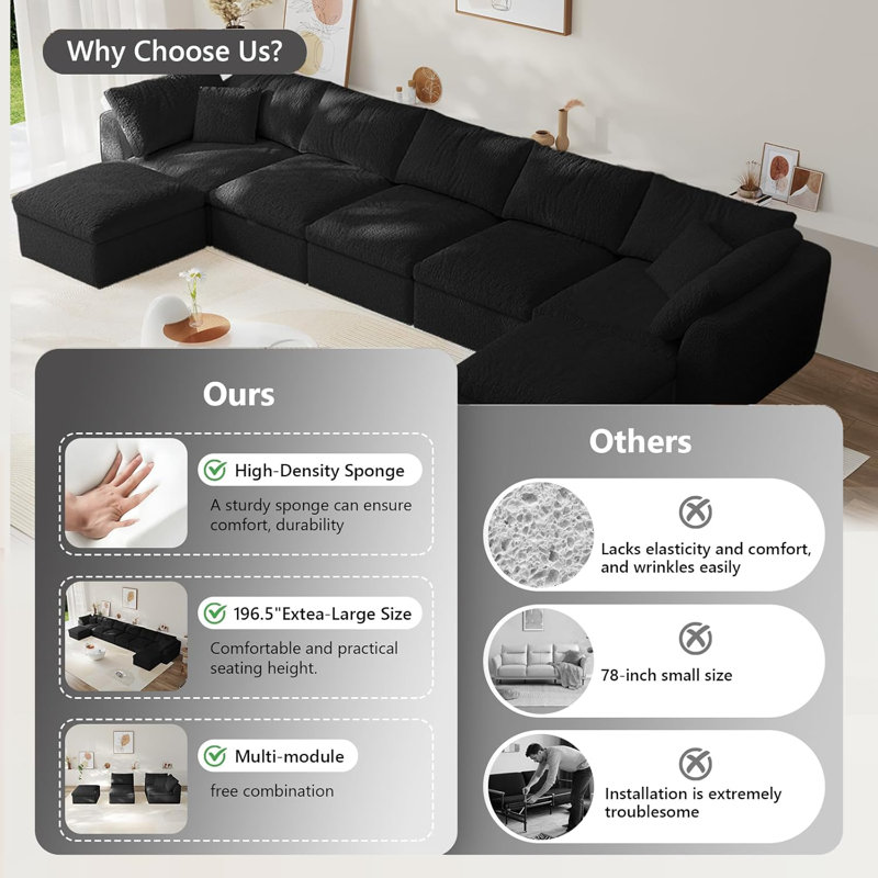 Canapé modulaire Boneless Cloud Couch, Noir