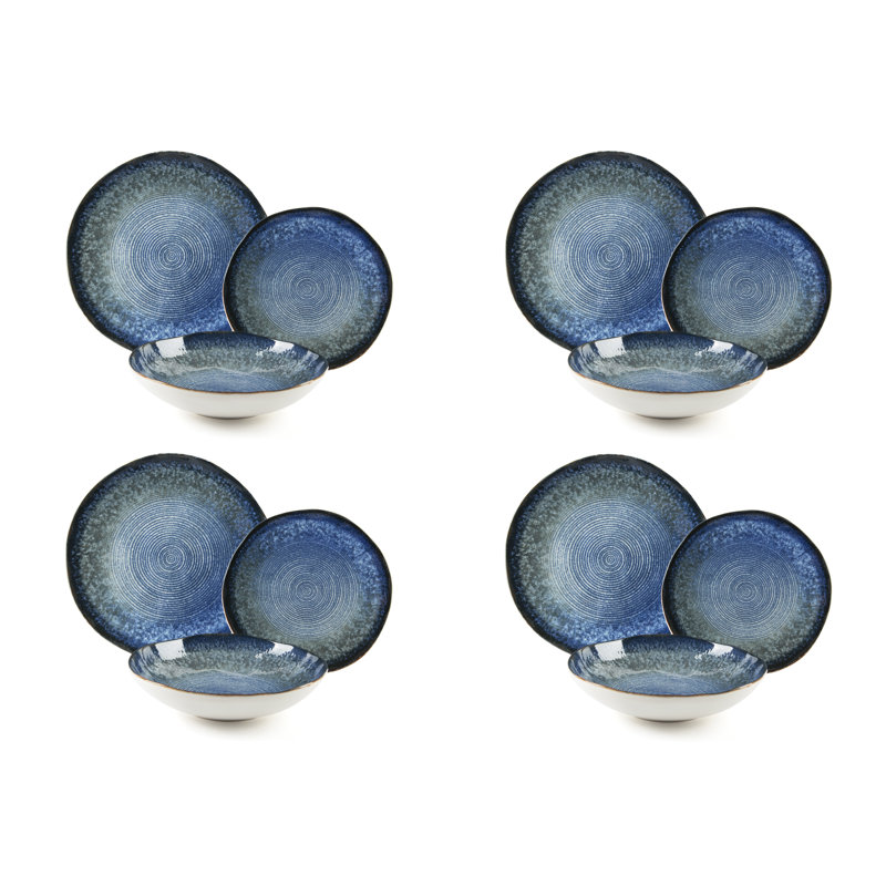 Poseidone Piece Ceramic Dinnerware Set - Service for 4