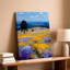 Reproduction d'art sur toile Wildflower Meadow Landscape, champ, arbre, chemin, ciel bleu-129568302