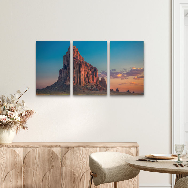 Ensemble de 3 panneaux d'art mural - "Morning Glory On Tse Bit Ai", art mural sur toile pour le salon, la chambre à coucher ou le bureau 
