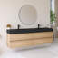 Meuble-lavabo mural 72 po avec lavabo à surface solide noir-475304358