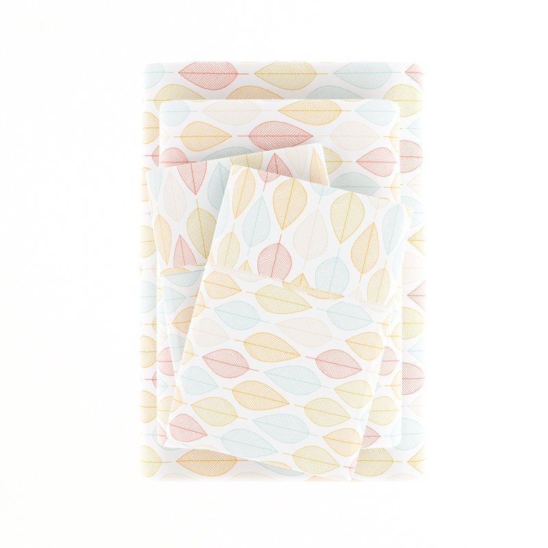 Home Fall Foliage Pattern Microfiber Sheet Set, King
