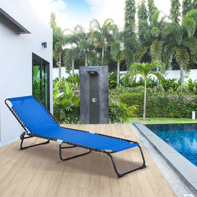 4 chaises d'extérieur réglables: pliable avec filet respirant - siège de randonnée inclinable bleu foncé: