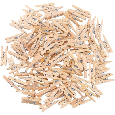 1-Inch Sturdy Mini Wooden Clothespins, 100-Piece Set for Crafts, Photo Displays, Decorations & DIY Projects