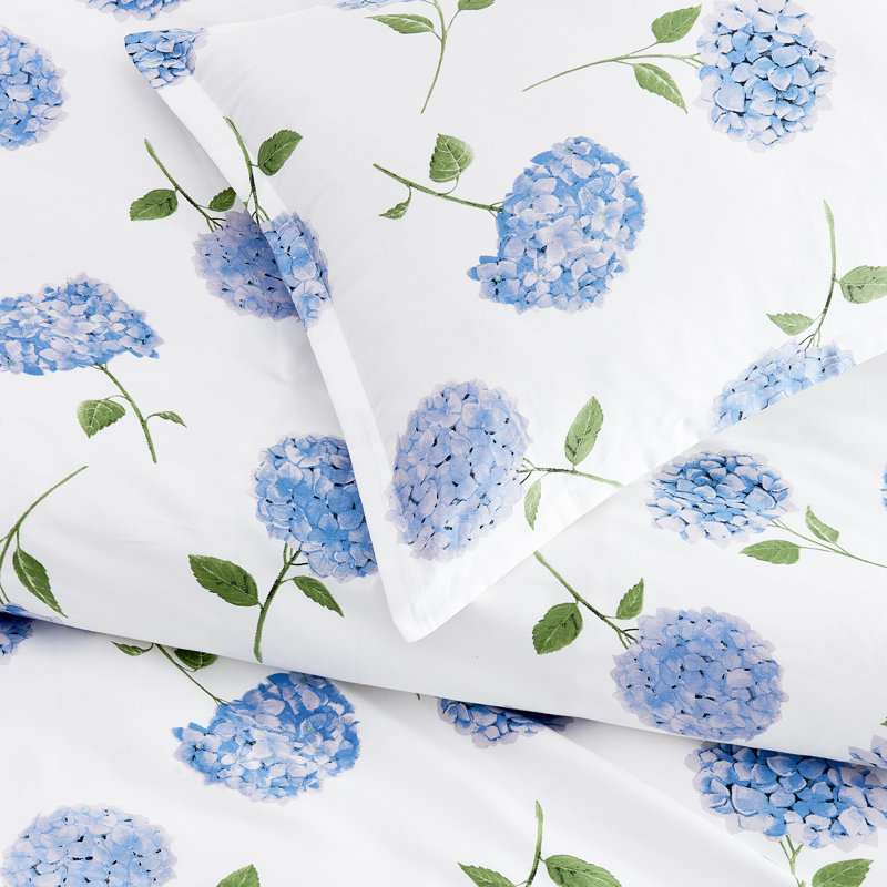 Ensemble de housse de couette en coton Audrina, Housse de couette pour très grand lit + deux taie, Bleu