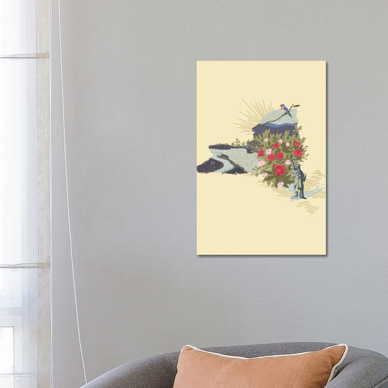 Illustrated State-New York by Jacob Green - Wrapped Canvas Print, 66.04 cm H x 45.72 cm W