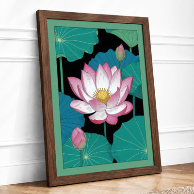 Lotus in Bloom Botanical - Framed Print