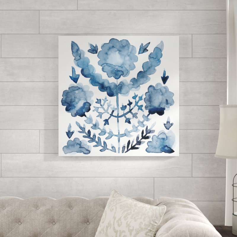 Indigo Ornament I by Chariklia Zarris - Wrapped Canvas Painting, 76cm H x 76cm W