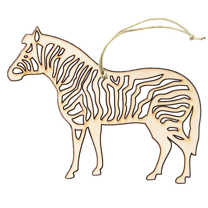 5'' Handmade Wood Animals Holiday Shaped Ornament